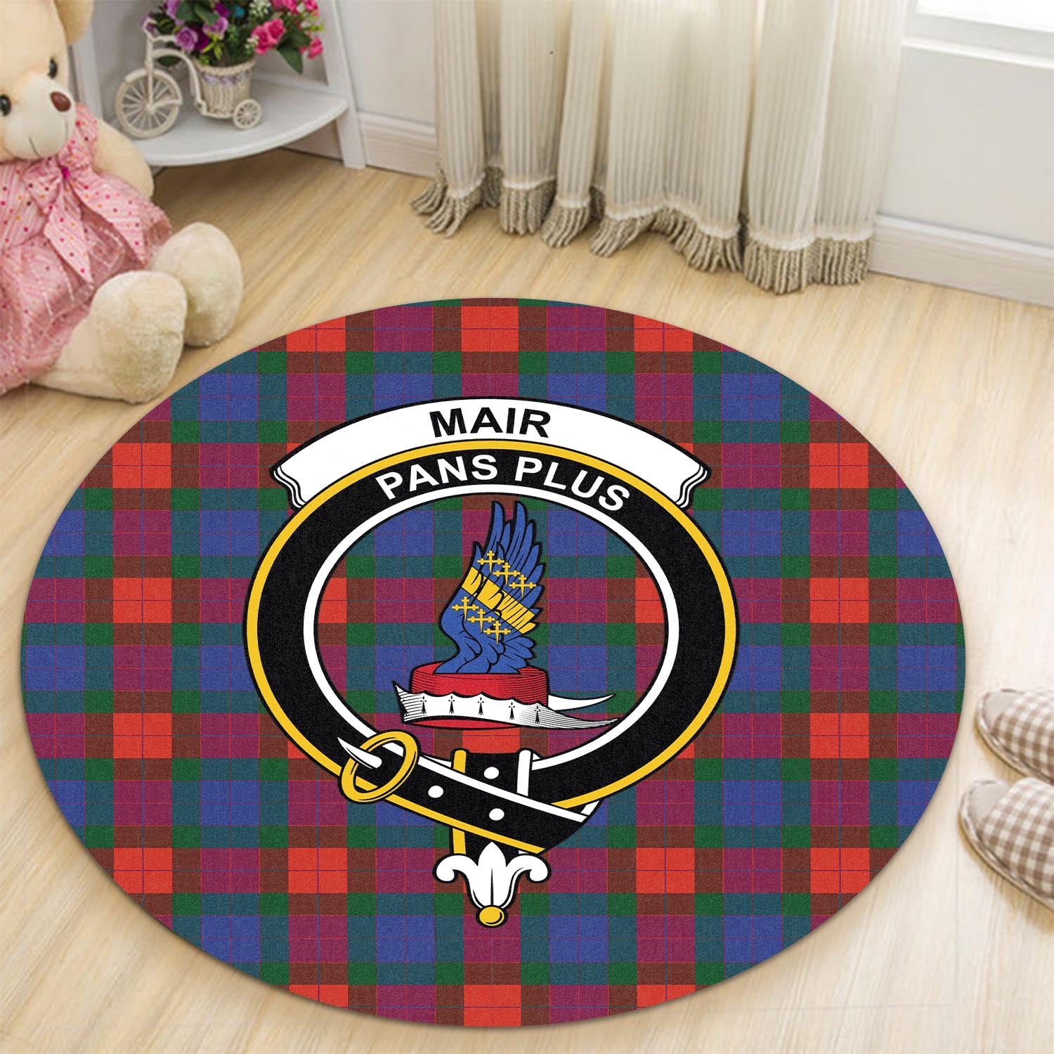 Mar Tartan Round Rug with Family Crest - Tartan Vibes Clothing