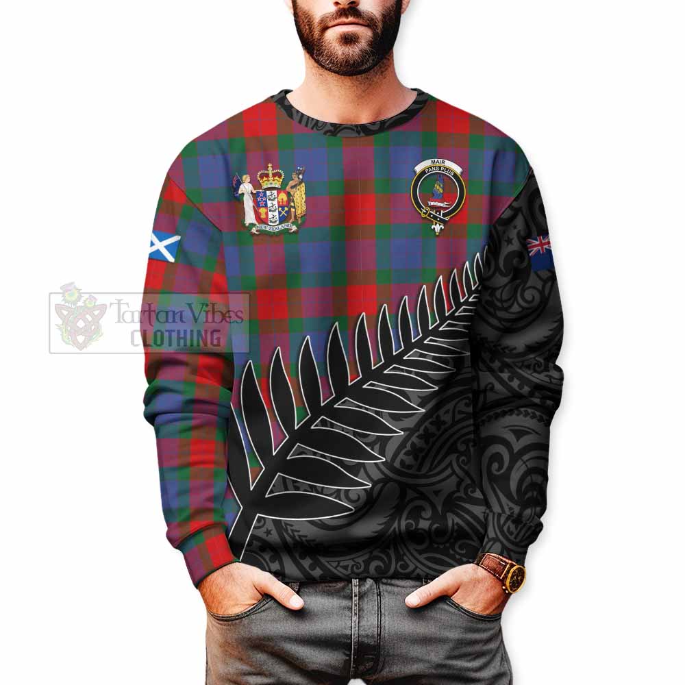 Mar Crest Tartan Sweatshirt with New Zealand Silver Fern Half Style - Tartan Vibes Clothing