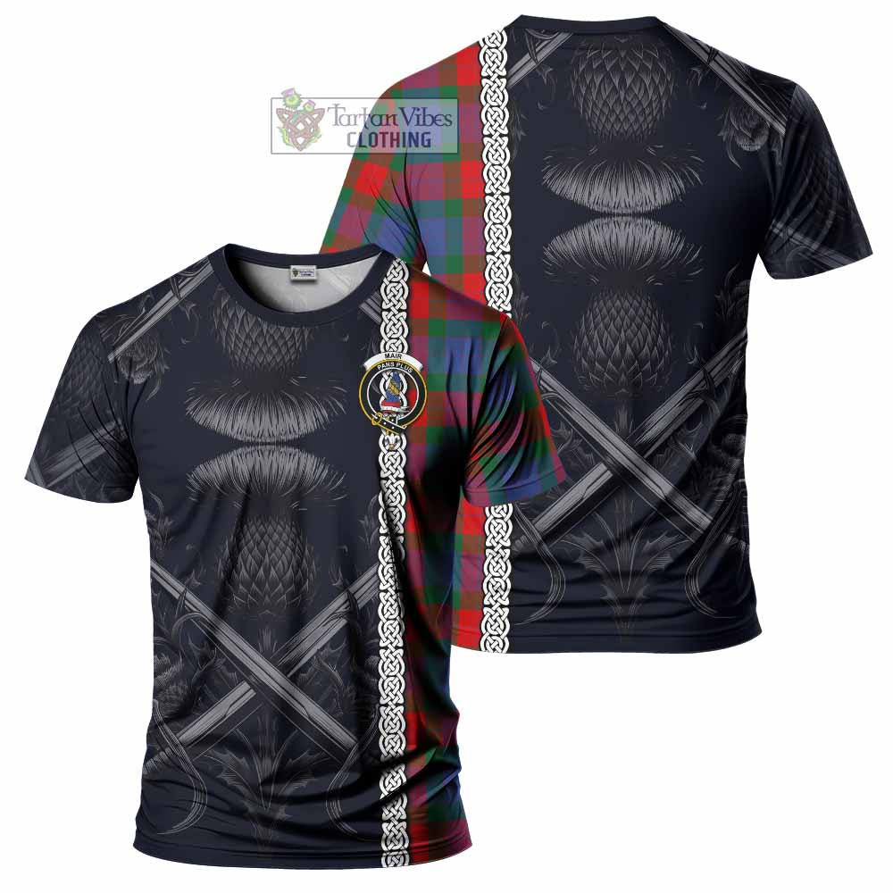 Mar Tartan T-Shirt with Family Crest Cross Sword Thistle Celtic Vibes - Tartan Vibes Clothing