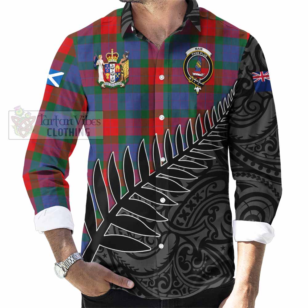 Mar Crest Tartan Long Sleeve Button Shirt with New Zealand Silver Fern Half Style - Tartan Vibes Clothing