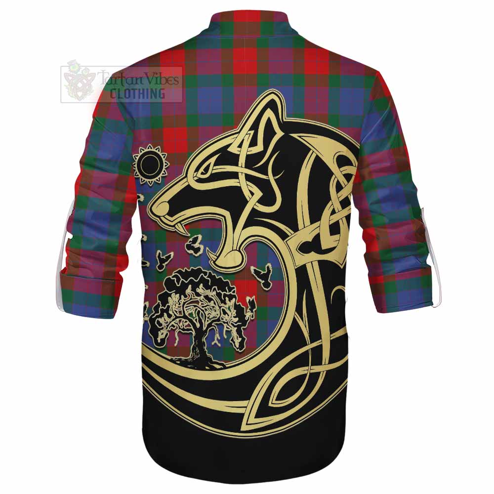 Mar Tartan Ghillie Kilt Shirt with Family Crest Celtic Wolf Style - Tartan Vibes Clothing