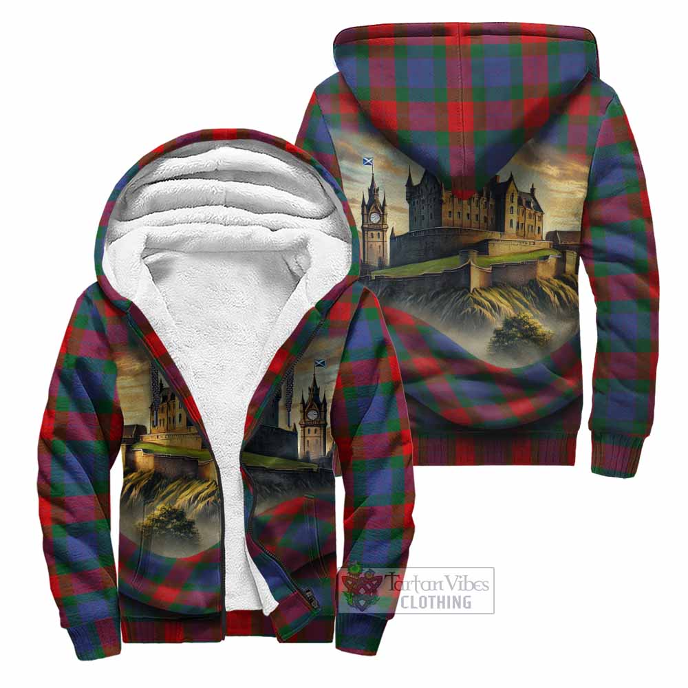 Mar Tartan Family Crest Sherpa Hoodie with Scottish Ancient Castle Style Unisex - Tartan Vibes Clothing