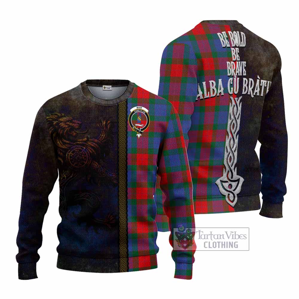 Mar Tartan Family Crest Knitted Sweater Alba Gu Brath Be Brave Lion Ancient Style - Tartan Vibes Clothing