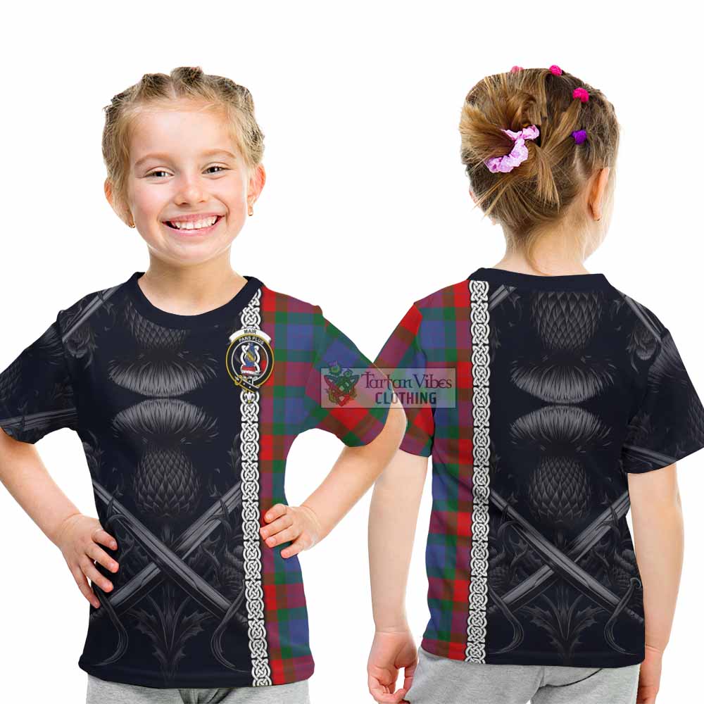 Mar Tartan Kid T-Shirt with Family Crest Cross Sword Thistle Celtic Vibes - Tartan Vibes Clothing
