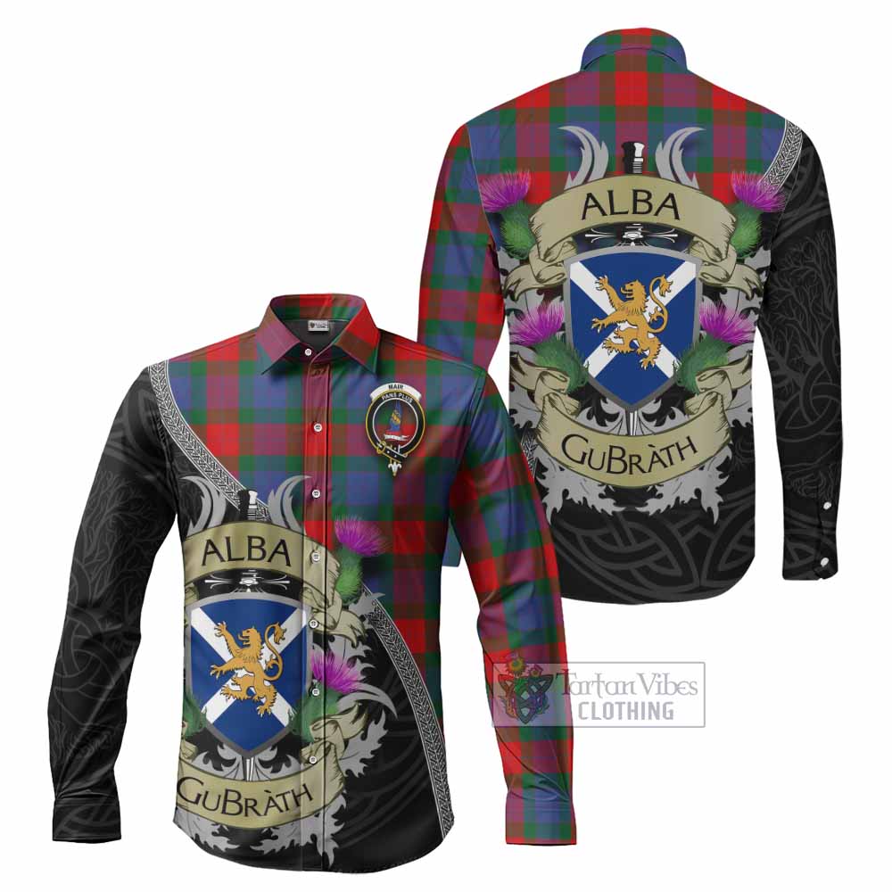 Mar Tartan Family Crest Long Sleeve Button Shirt Lion Rampant Royal Thistle Shield Celtic Inspired - Tartan Vibes Clothing