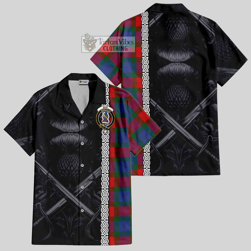 Mar Tartan Hawaiian Shirt with Family Crest Cross Sword Thistle Celtic Vibes - Tartan Vibes Clothing