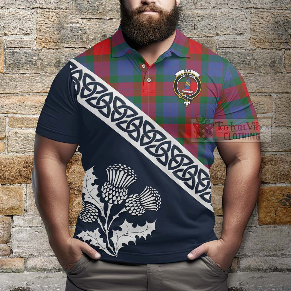 Mar Tartan Polo Shirt Featuring Thistle and Scotland Map - Tartanvibesclothing Store