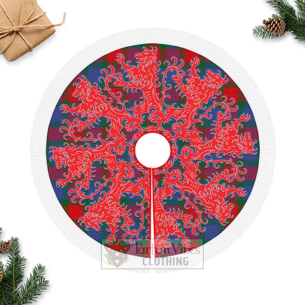 Mar Tartan Christmas Tree Skirt Lion Rampant Style Fringed Tree Skirts - Tartan Vibes Clothing