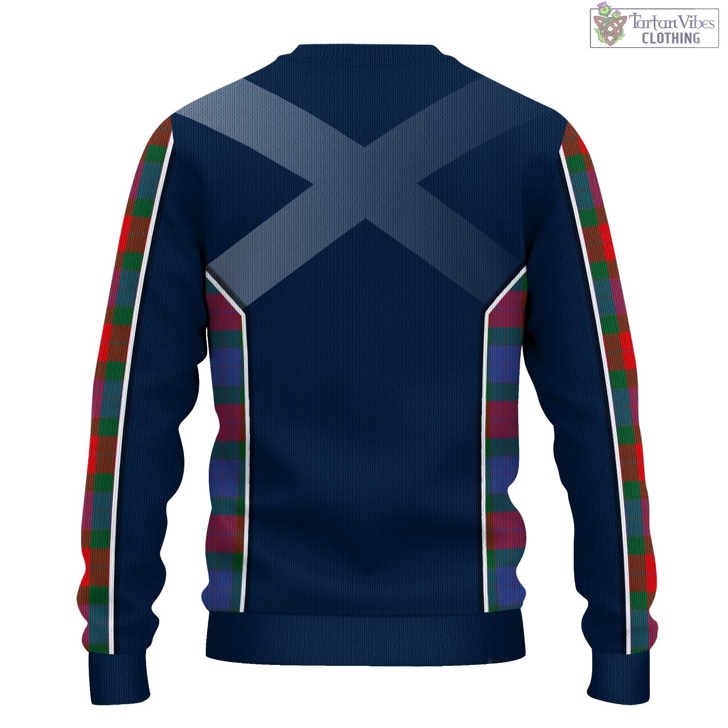 Tartan Vibes Clothing Mar Tartan Knitted Sweatshirt with Family Crest and Scottish Thistle Vibes Sport Style