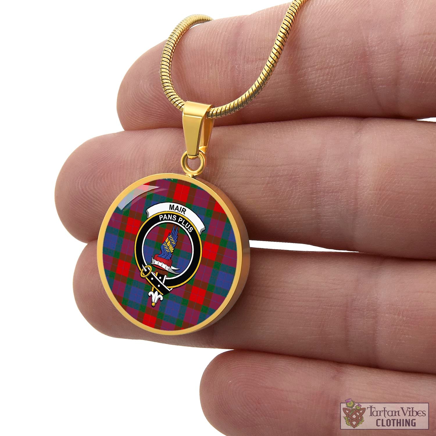 Mar Tartan Circle Necklace with Family Crest - Tartan Vibes Clothing