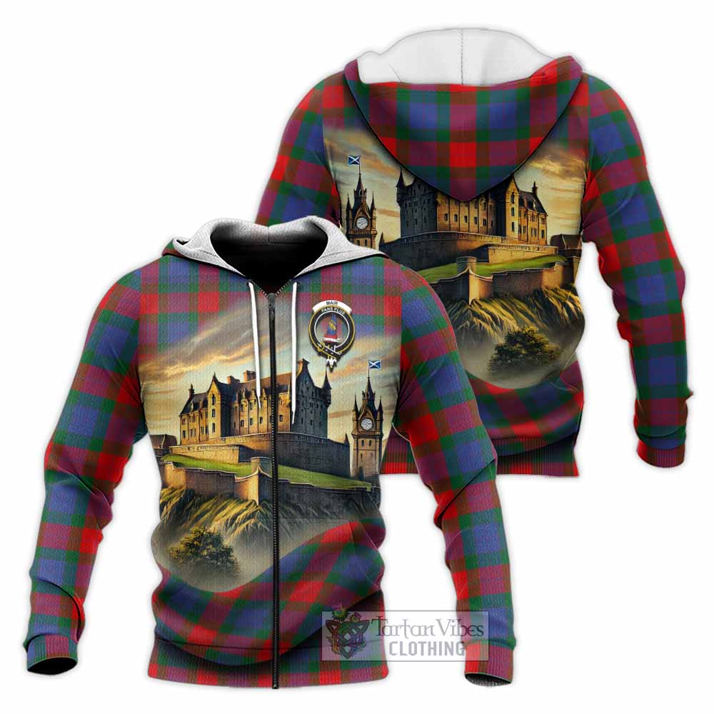 Mar Tartan Family Crest Knitted Hoodie with Scottish Ancient Castle Style Unisex Knitted Zip Hoodie - Tartan Vibes Clothing