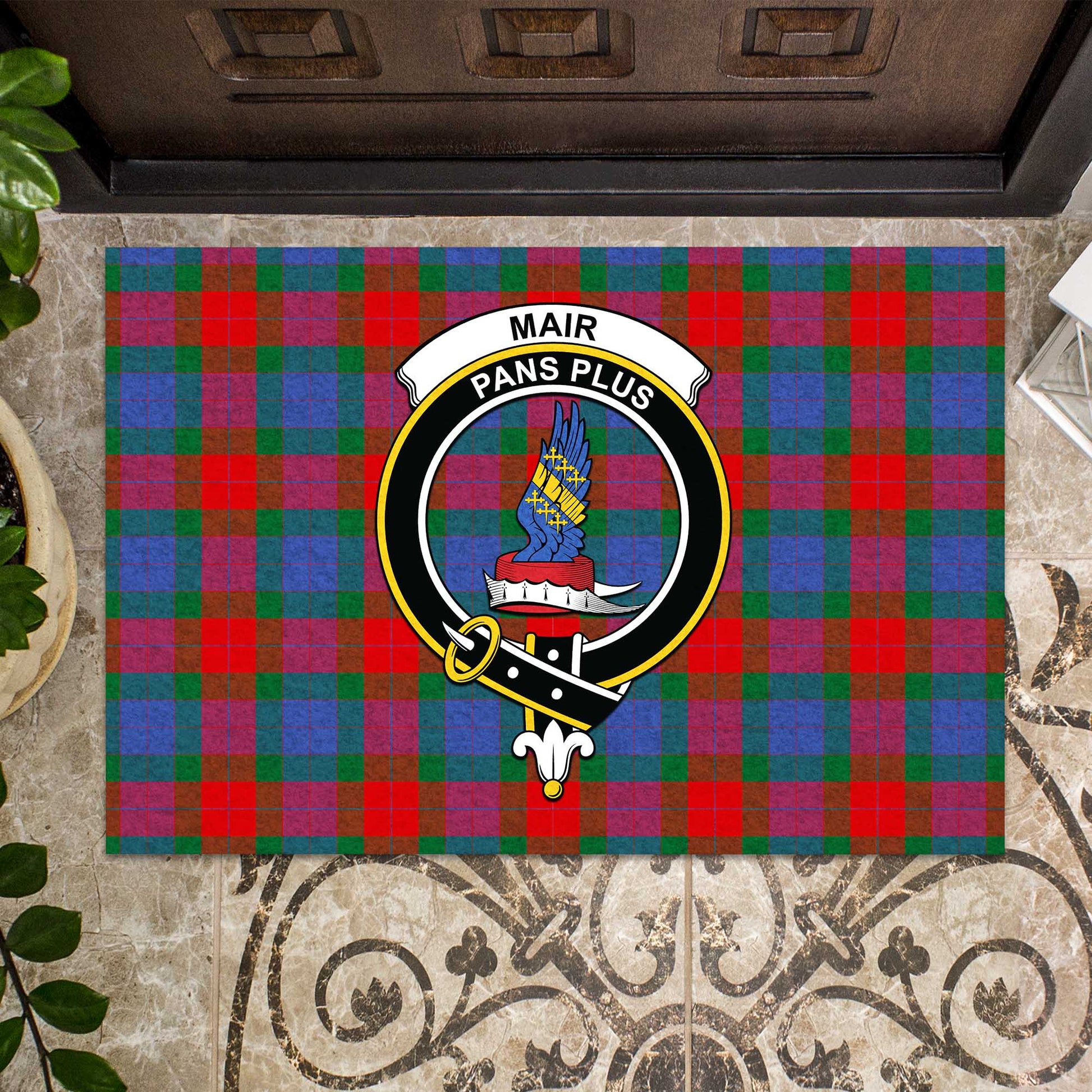 Mar Tartan Rubber Doormat with Family Crest - Tartan Vibes Clothing