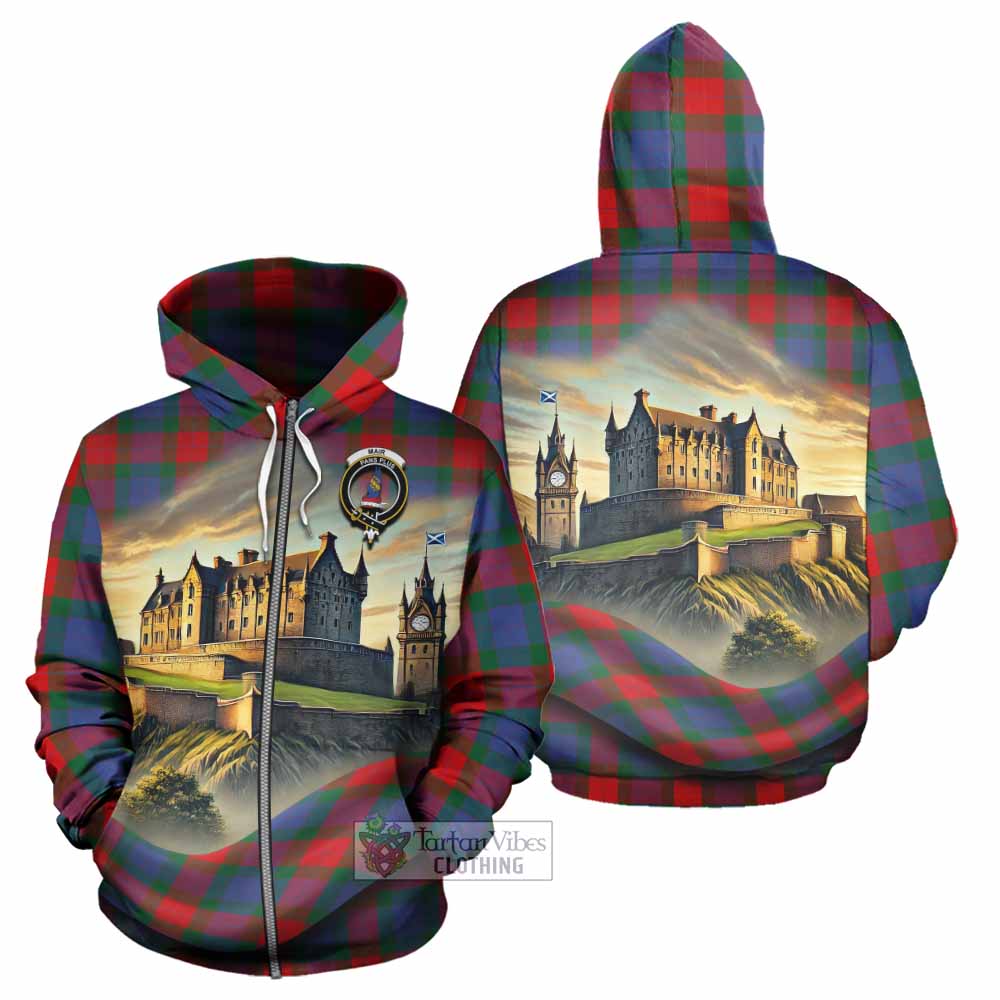 Mar Tartan Family Crest Hoodie with Scottish Ancient Castle Style Zip Hoodie - Tartan Vibes Clothing