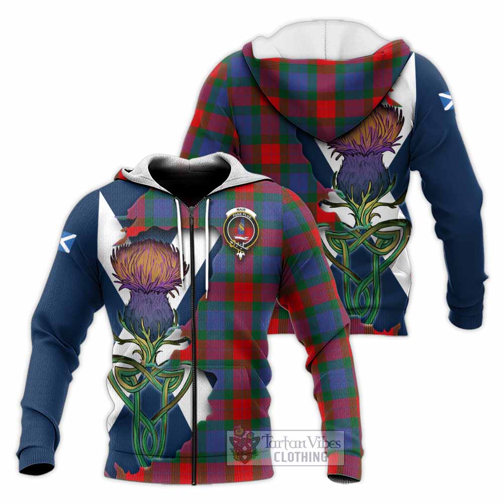 Mar Tartan Family Crest Knitted Hoodie Scottish Thistle Celtic Inspired Unisex Knitted Zip Hoodie - Tartan Vibes Clothing
