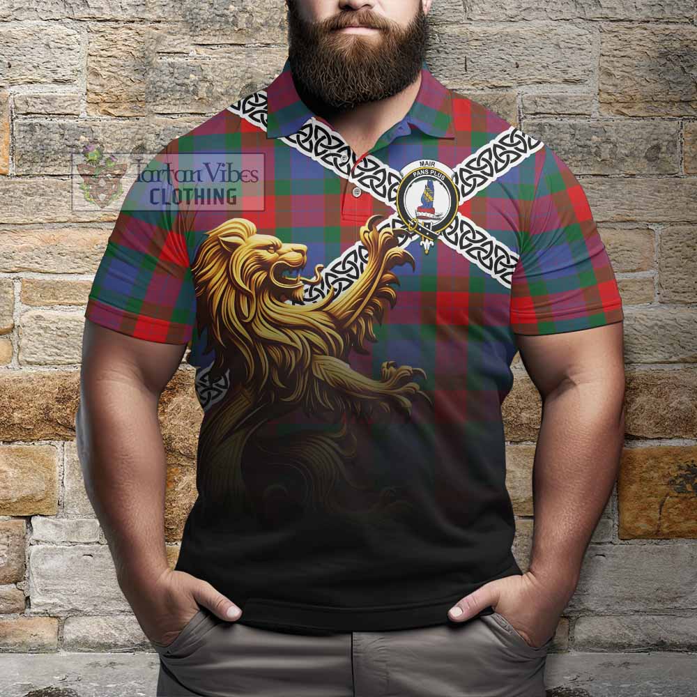 Mar Crest Tartan Polo Shirt with Golden Lion Emblem Celtic Style - Tartan Vibes Clothing