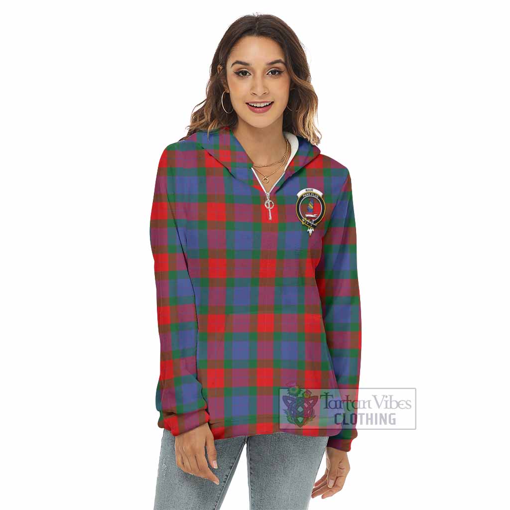 Mar Tartan Women's Borg Fleece Hoodie with Half Zip with Family Crest - Tartan Vibes Clothing