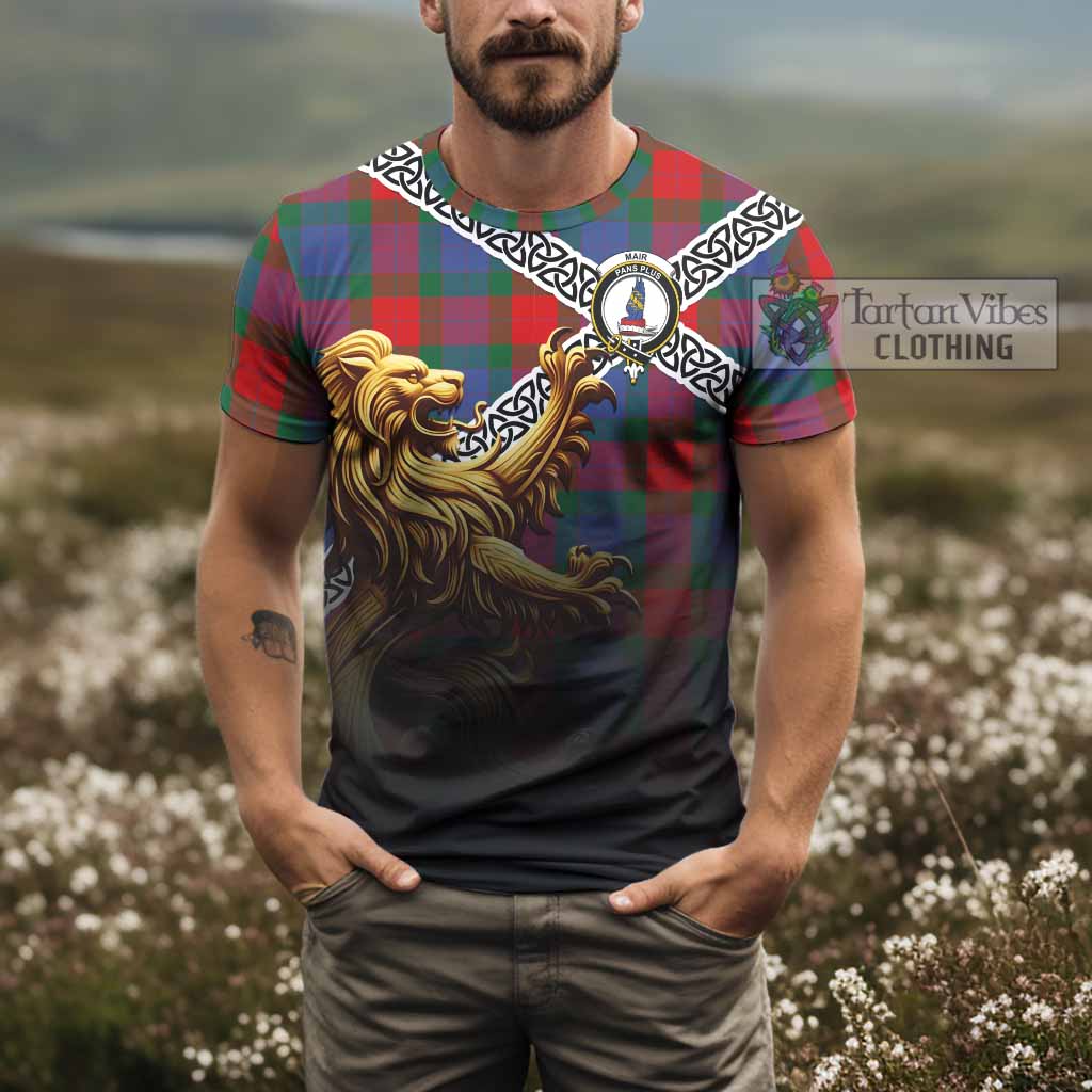 Mar Crest Tartan T-Shirt with Golden Lion Emblem Celtic Style - Tartan Vibes Clothing