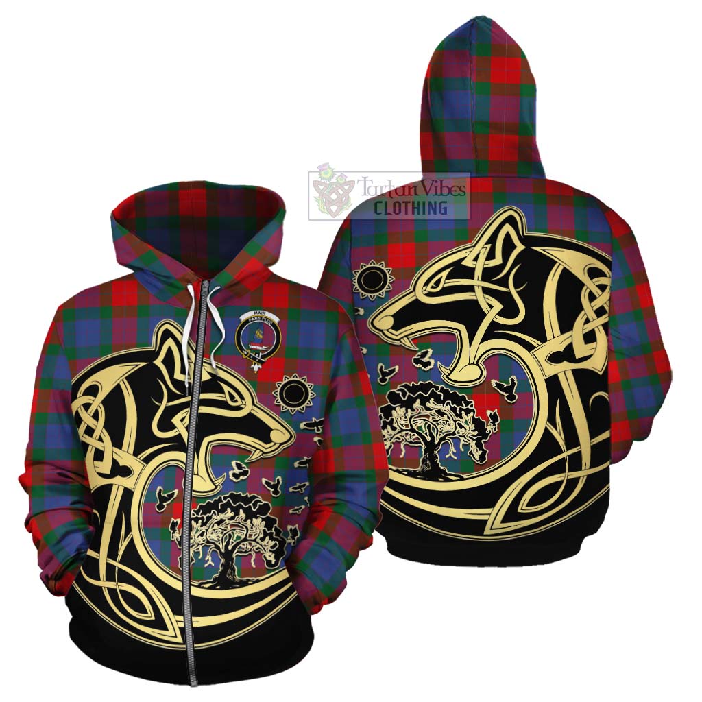 Mar Tartan Cotton Hoodie with Family Crest Celtic Wolf Style - Tartan Vibes Clothing