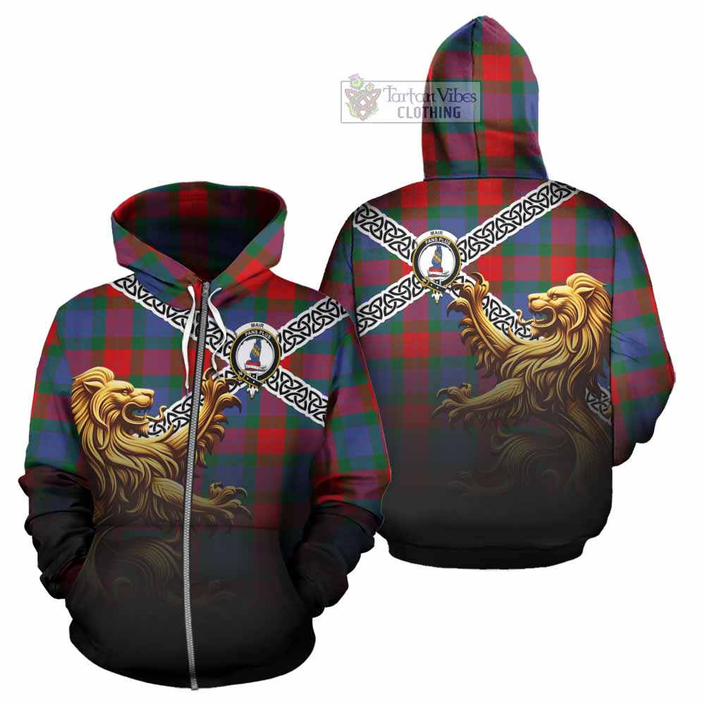 Mar Crest Tartan Hoodie with Golden Lion Emblem Celtic Style Zip Hoodie - Tartan Vibes Clothing