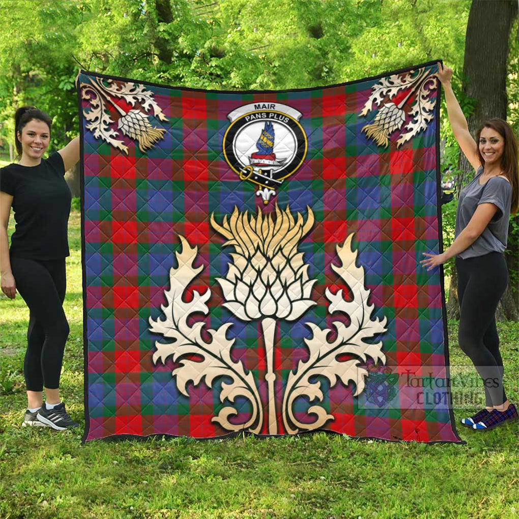 Tartan Vibes Clothing Mar Tartan Quilt with Family Crest and Golden Thistle Style