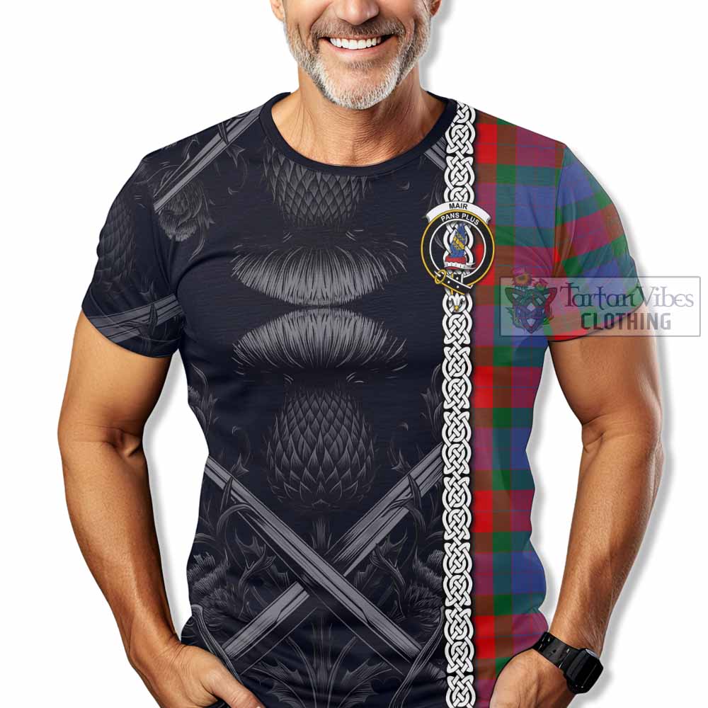 Mar Tartan T-Shirt with Family Crest Cross Sword Thistle Celtic Vibes - Tartan Vibes Clothing