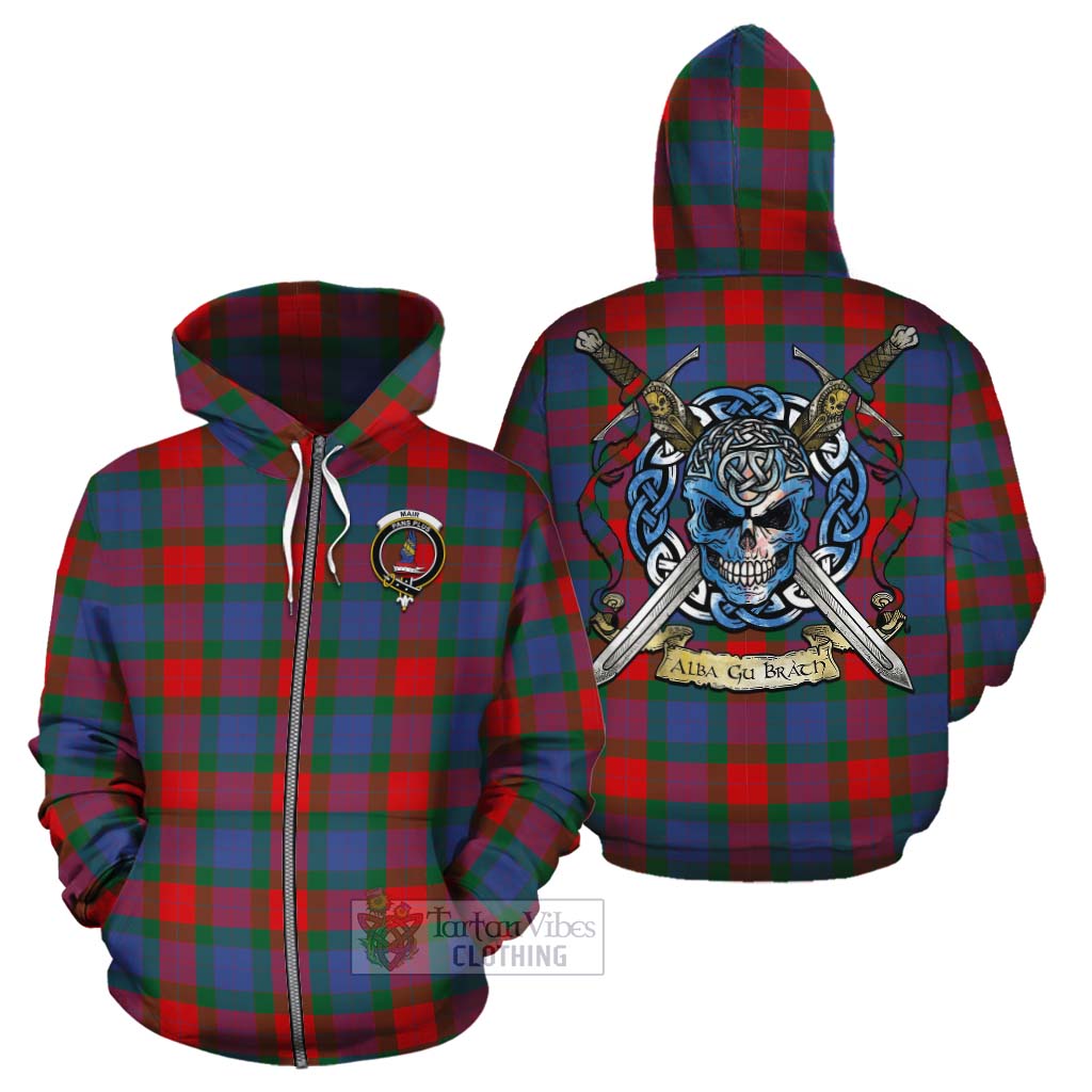 Mar Tartan Cotton Hoodie with Family Crest Celtic Skull Style - Tartan Vibes Clothing