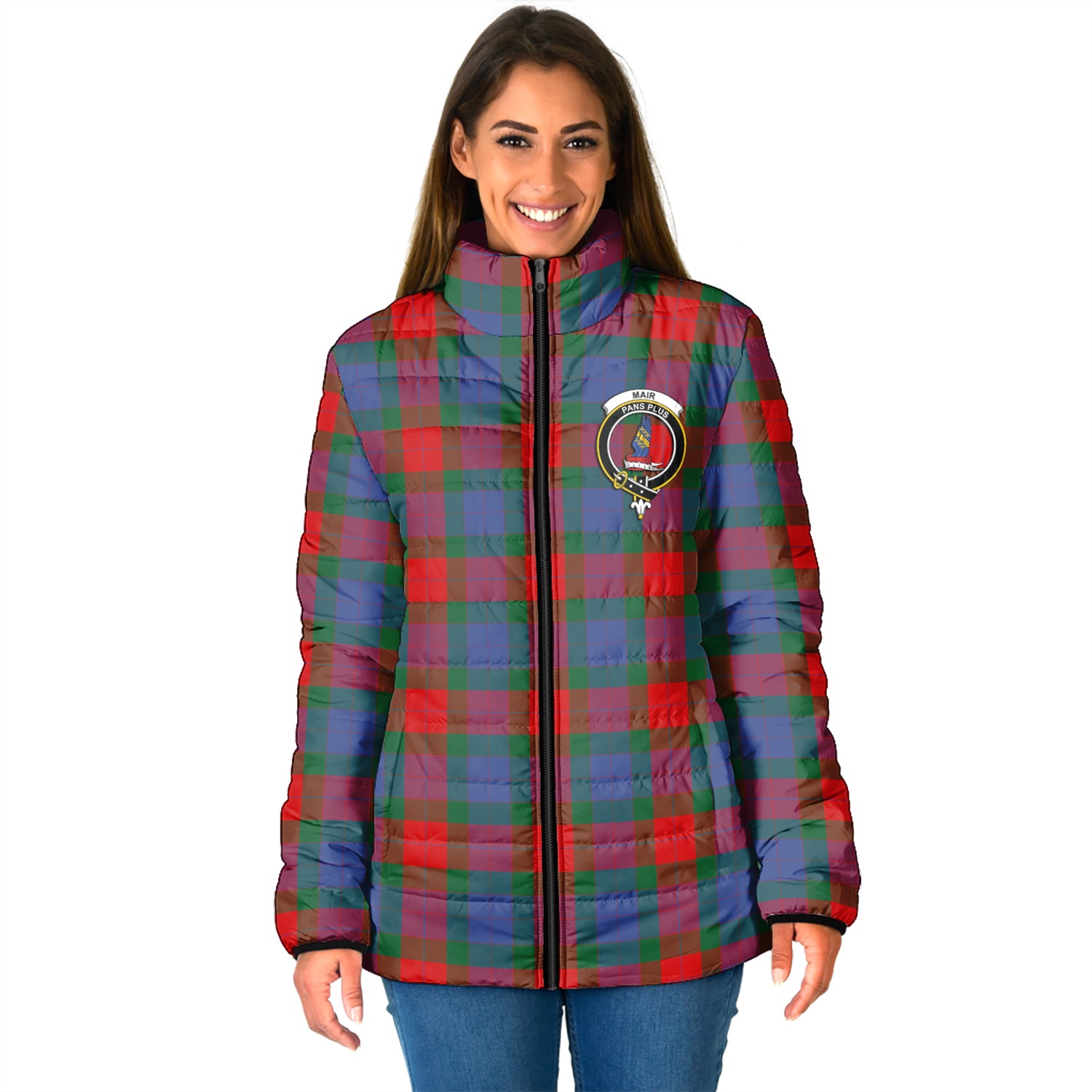 Mar Tartan Padded Jacket with Family Crest - Tartan Vibes Clothing