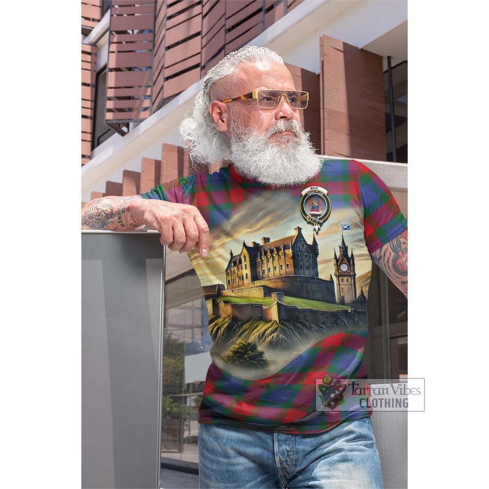 Mar Tartan Family Crest Cotton T-shirt with Scottish Ancient Castle Style - Tartan Vibes Clothing