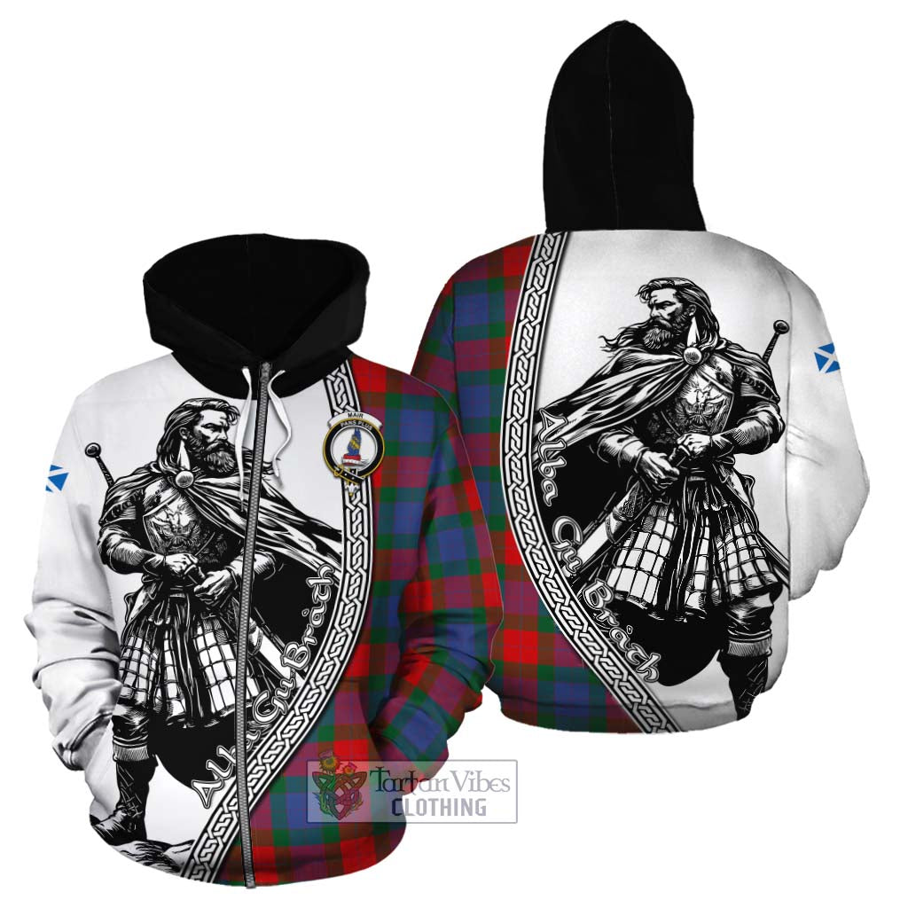 Mar Tartan Clan Crest Cotton Hoodie with Highlander Warrior Celtic Style - Tartan Vibes Clothing