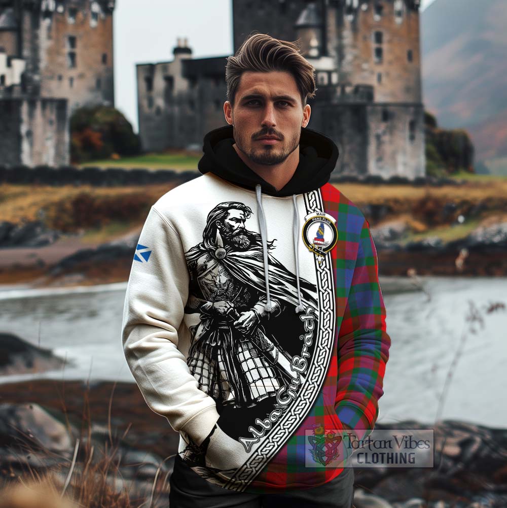 Mar Tartan Clan Crest Cotton Hoodie with Highlander Warrior Celtic Style - Tartan Vibes Clothing