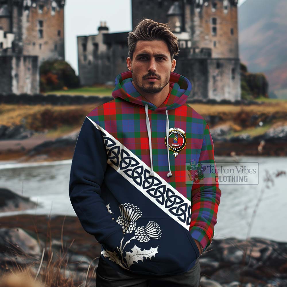 Mar Tartan Cotton Hoodie Featuring Thistle and Scotland Map - Tartan Vibes Clothing