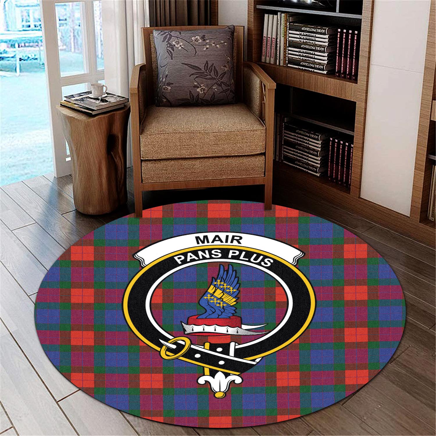 Mar Tartan Round Rug with Family Crest - Tartan Vibes Clothing