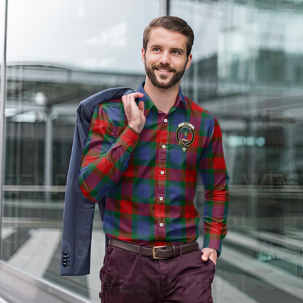 Mar Tartan Long Sleeve Button Up Shirt with Family Crest - Tartan Vibes Clothing