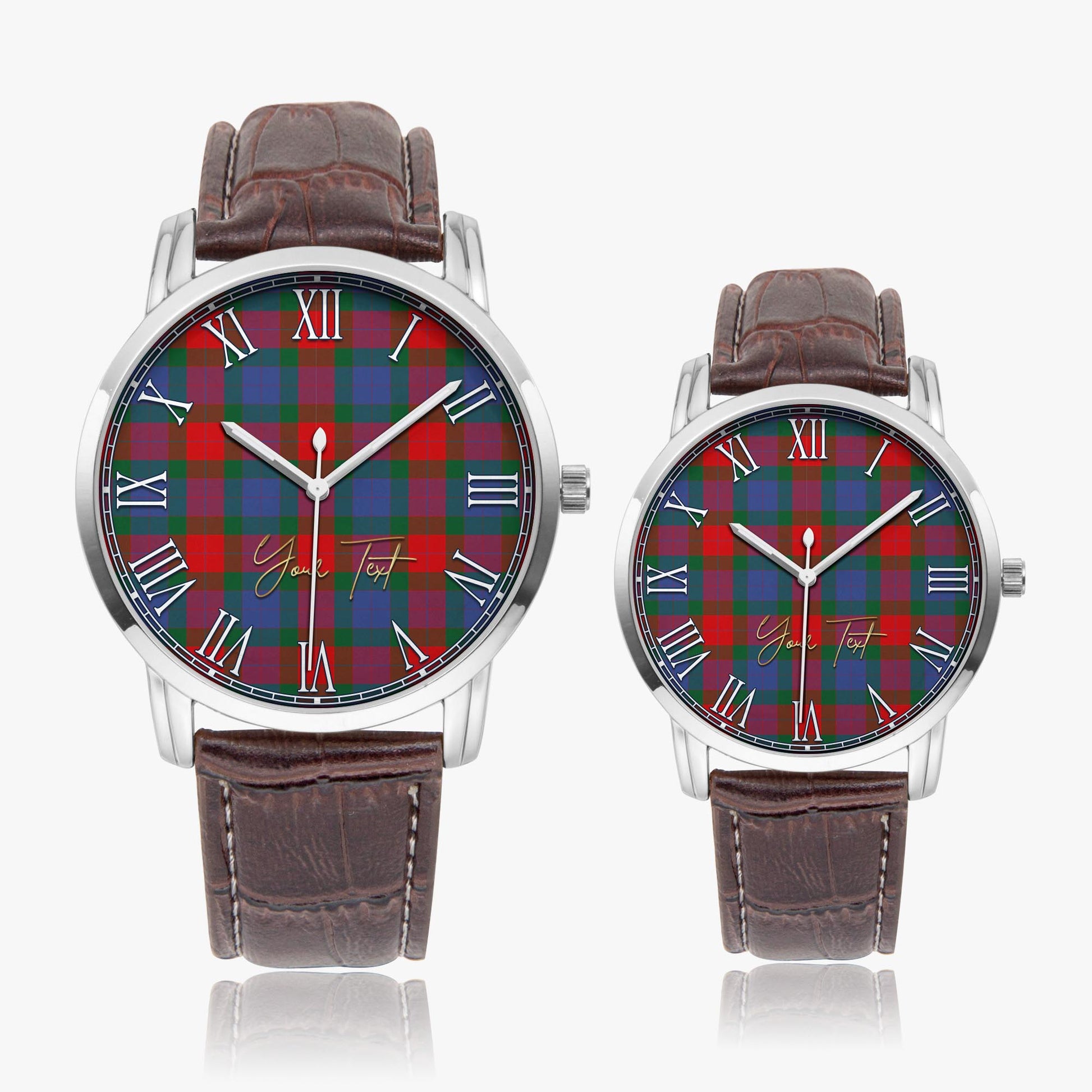 Mar Tartan Personalized Your Text Leather Trap Quartz Watch - Tartan Vibes Clothing