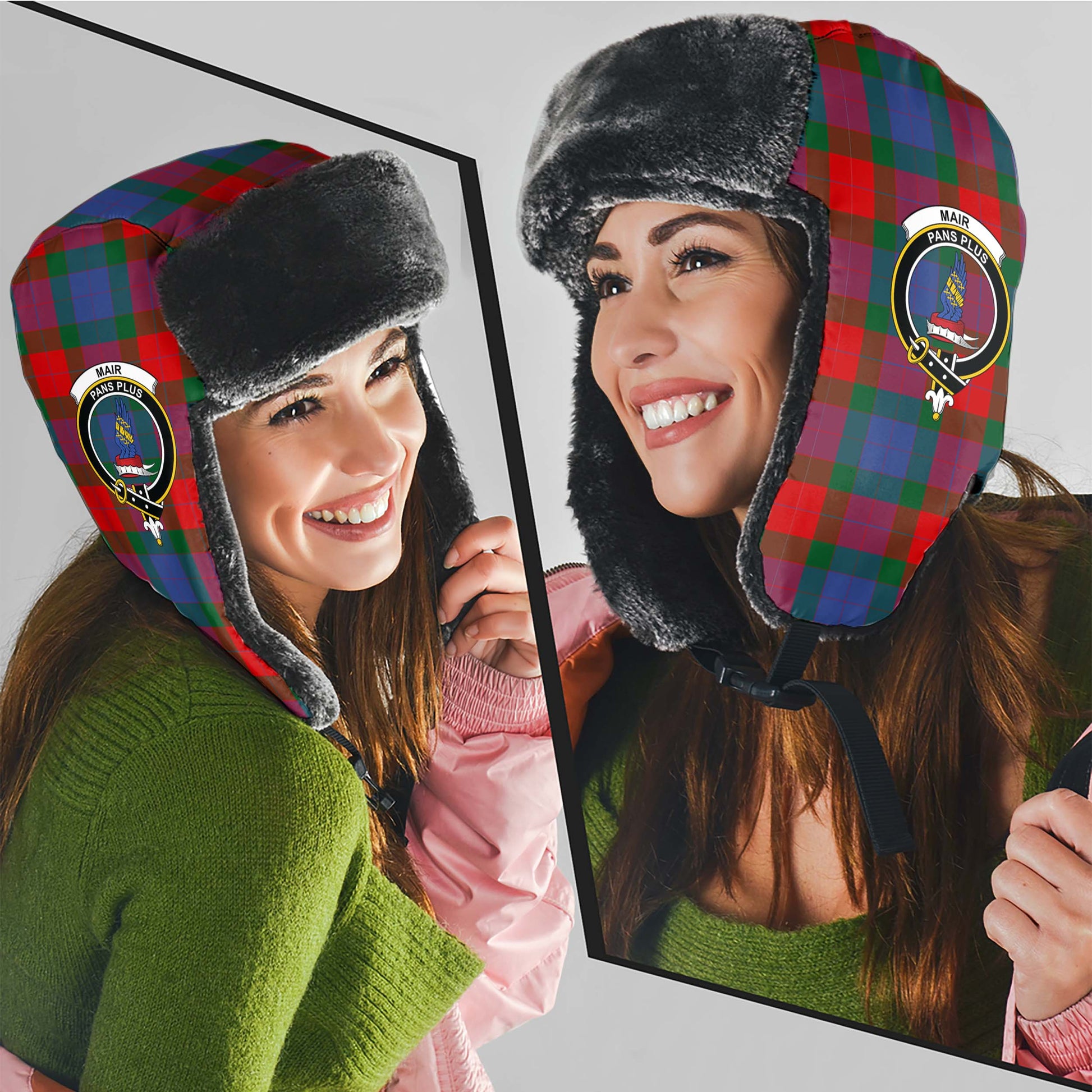 Mar Tartan Winter Trapper Hat with Family Crest - Tartan Vibes Clothing