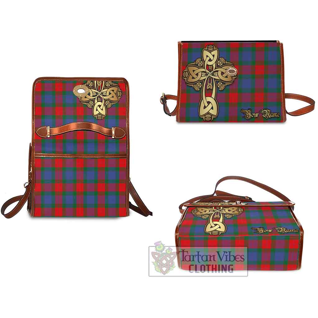 Tartan Vibes Clothing Mar Tartan Waterproof Canvas Bag Golden Thistle Celtic Cross Style