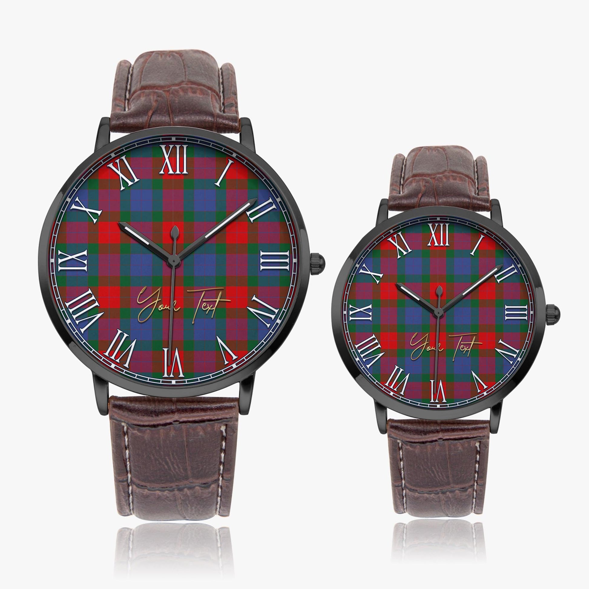 Mar Tartan Personalized Your Text Leather Trap Quartz Watch - Tartan Vibes Clothing
