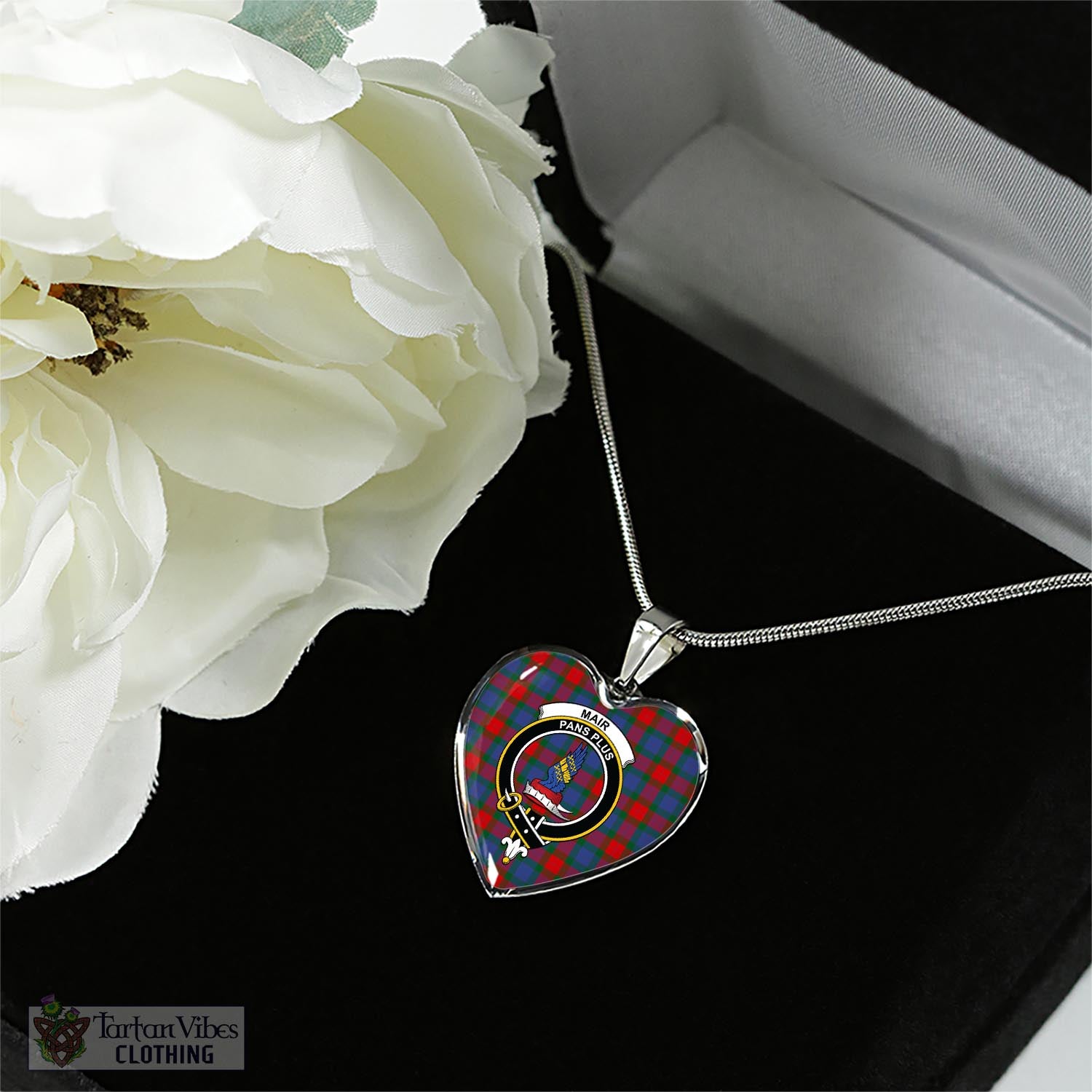 Mar Tartan Heart Necklace with Family Crest - Tartan Vibes Clothing