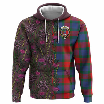 Mar Family Crest Tartan Hoodie Scottish Thistle Flower Pattern Half Style - Tartan Vibes Clothing