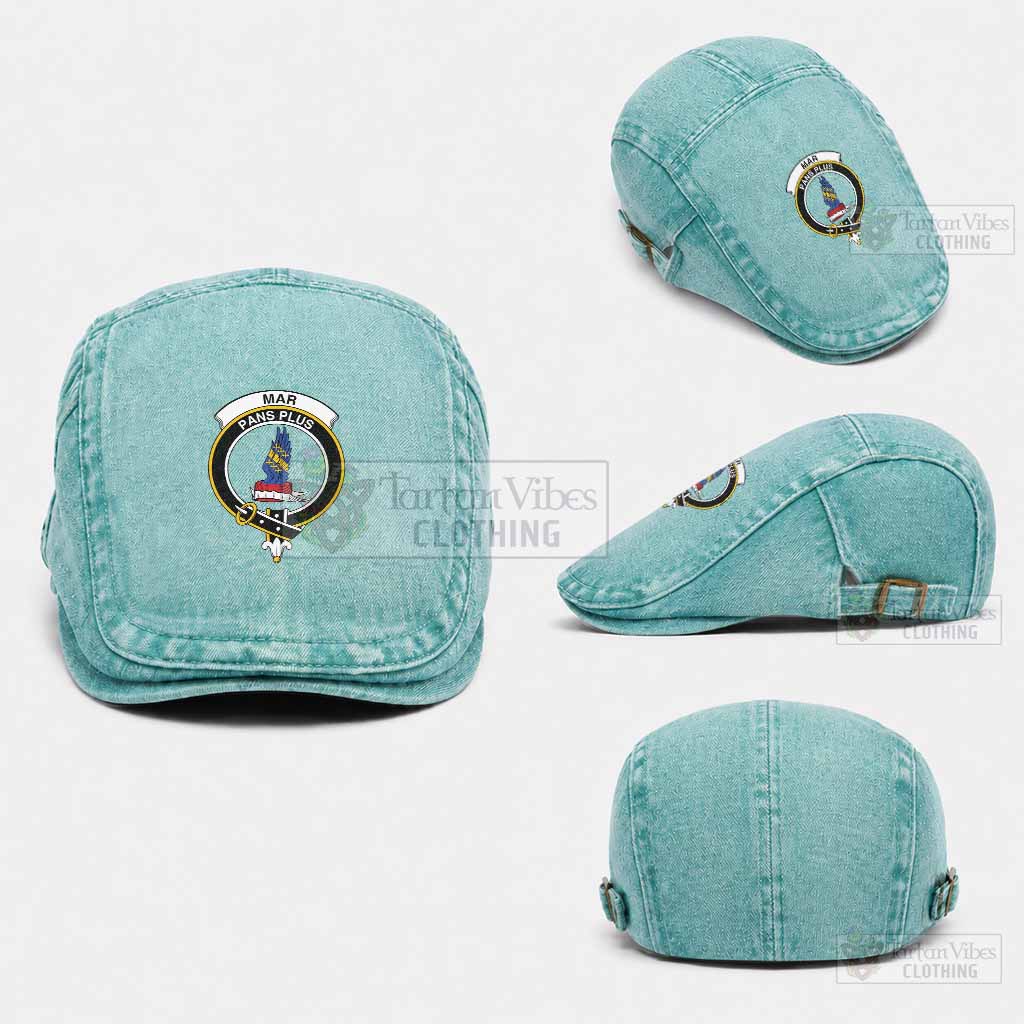 Mar Scottish Clan Crest Washed Flat Cap - Unisex Jeff Cap One Size (Adjustable) Lake Blue - Tartan Vibes Clothing