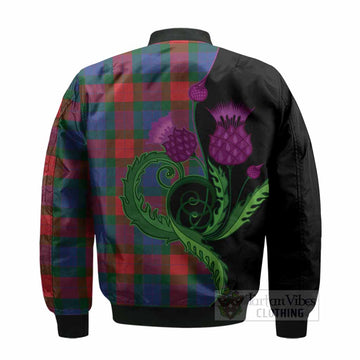 Mar Tartan Bomber Jacket Traditional Scottish Thistle