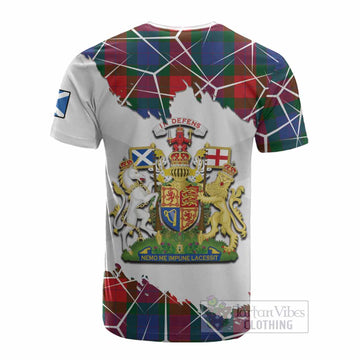 Mar Tartan Cotton T-shirt with Family Crest and Lion Rampant Grunge Style