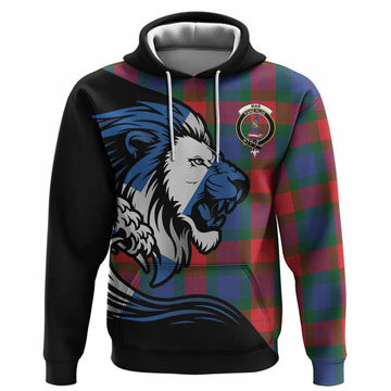 Mar Tartan Crest Hoodie Scottish Golden Lions Wave Flow