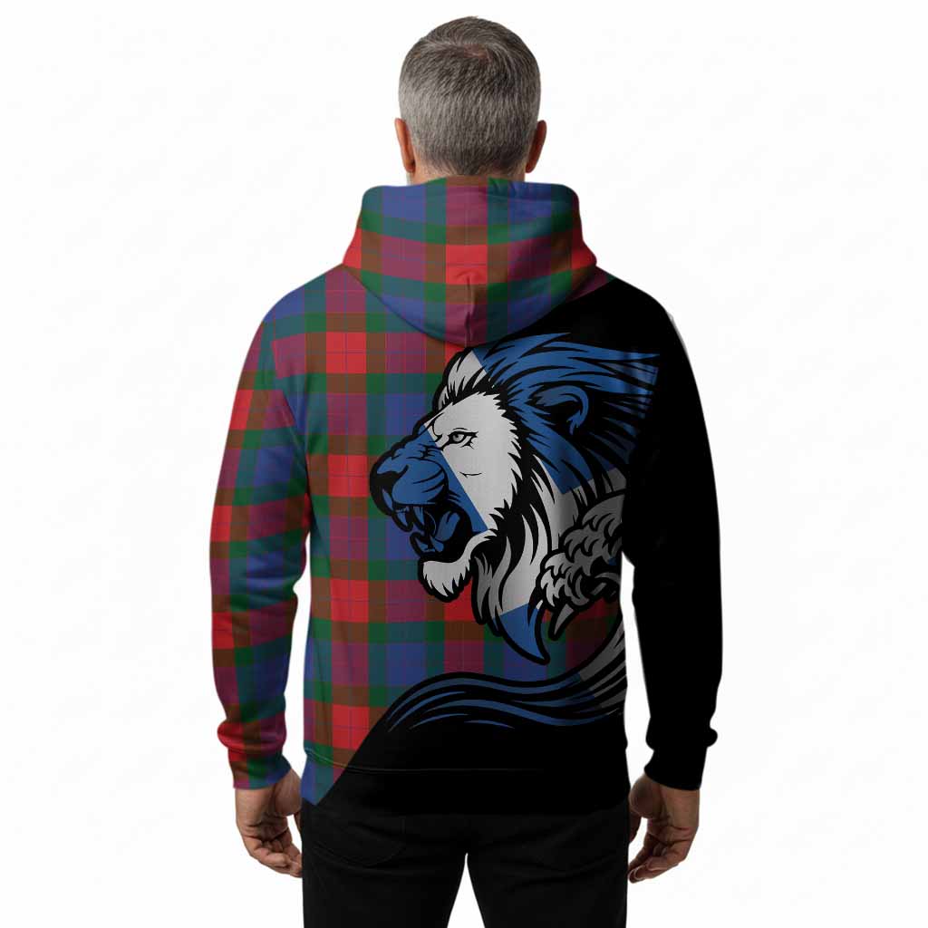 Mar Tartan Crest Hoodie Scottish Golden Lions Wave Flow