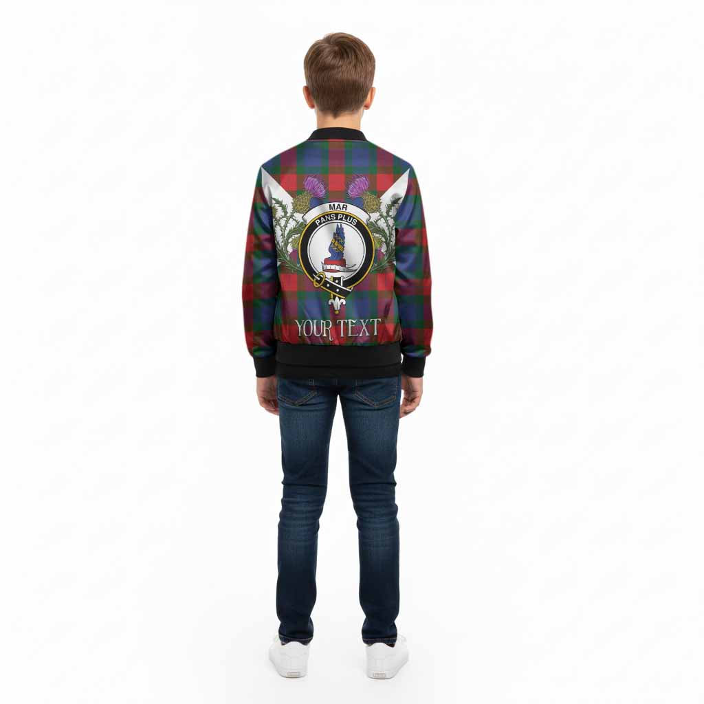 Mar Tartan Family Crest Kid Bomber Jacket Scottish Burns Night Thistle Floral