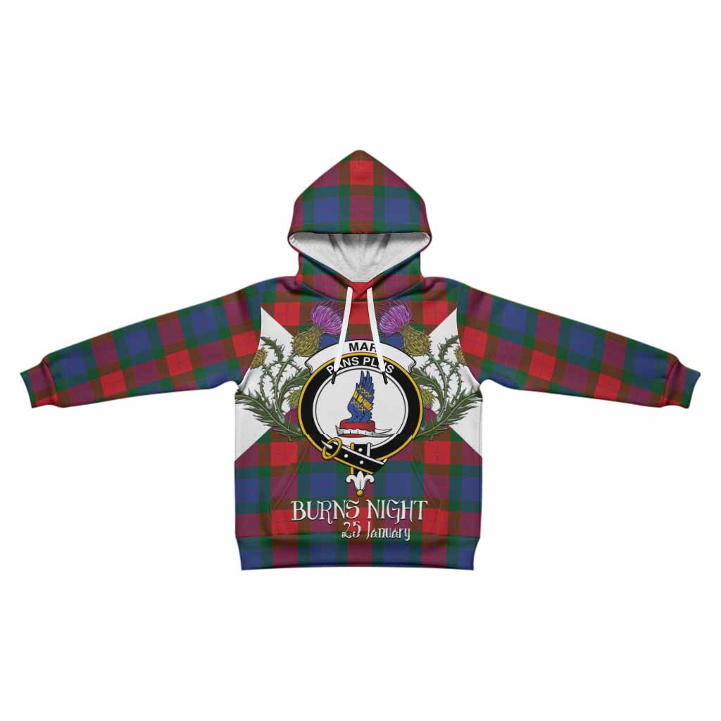 Mar Tartan Family Crest Kid Hoodie Scottish Burns Night Thistle Floral