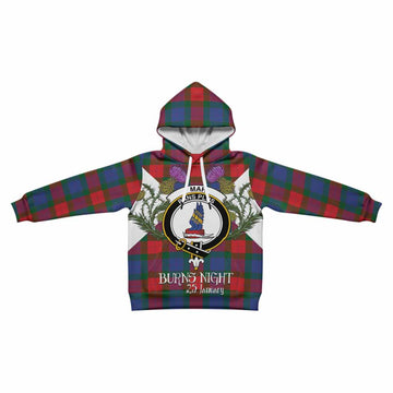 Mar Tartan Family Crest Kid Hoodie Scottish Burns Night Thistle Floral