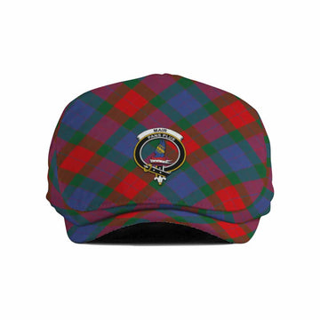 Mar Tartan Flat Cap, Jeff Cap Cross Style with Family Crest