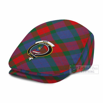 Mar Tartan Flat Cap, Jeff Cap Cross Style with Family Crest