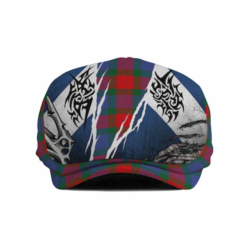 Mar Tartan Flat Cap, Jeff Cap Scotland Flag Ripped Tribal Design